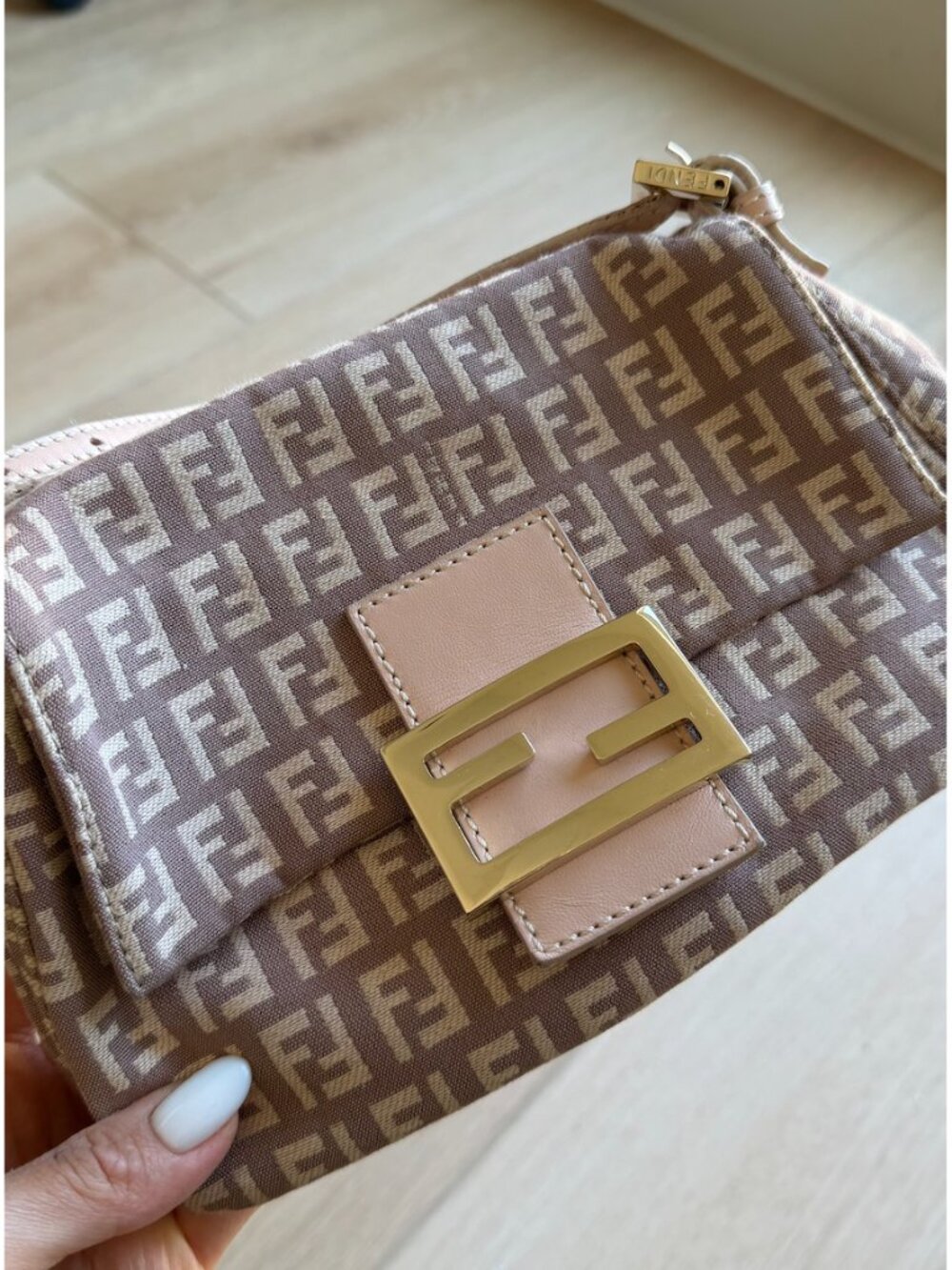 Vintage FENDI - FENDI Zucchino Vitello Mini Mama Baguette Cipria - Pink Canvas - Picture 2 of 11